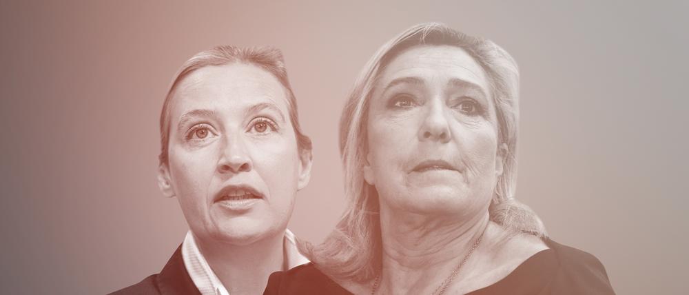 AfD-Chefin Alice Weidel (l.) und dier RN-Vorsitzende Marine Le Pen.