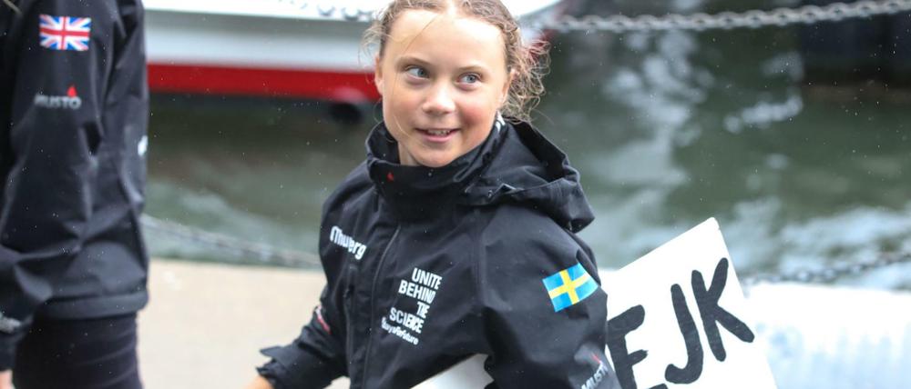 Greta Thunberg bei ihrer Ankunft in New York