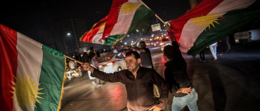 Kurden in der Stadt Erbil feiern das Ergebnis des Unabhängigkeitsreferendums.