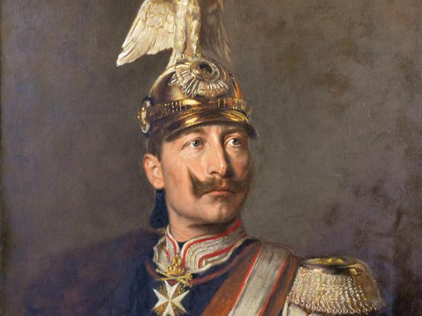 Ein Porträt von Vorfahre Kaiser Wilhelm II. in der Uniform der Garde du Corps von Ludwig Noster.