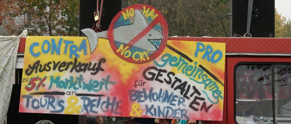 Demo gegen Immobilienhaie im Oktober. 
