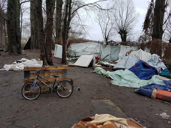 Das verlassene Lager der Roma an der Rummelsburger Bucht am Mittwoch. 