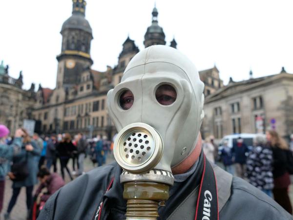 Querdenken-Aktivist in Dresden.