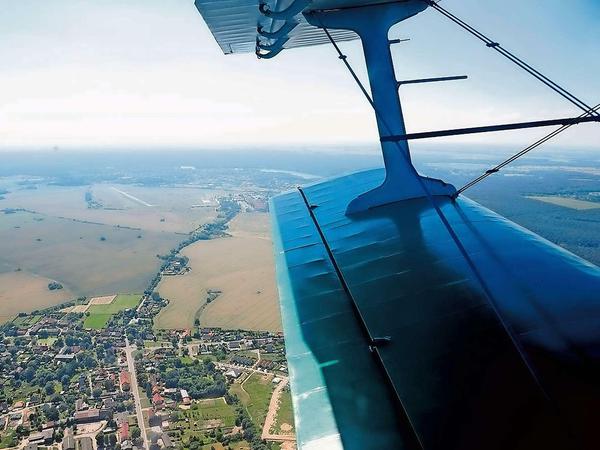 Blick aus dem Flugzeug auf dem Weg nach Usedom.
