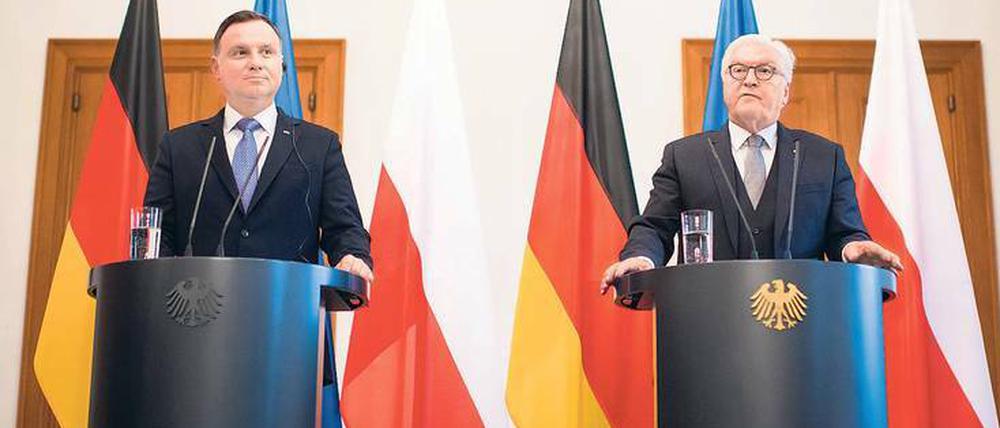 Treffpunkt Bellevue. Polens Präsident Andrzej Duda (links) und Bundespräsident Frank-Walter Steinmeier in Berlin. 
