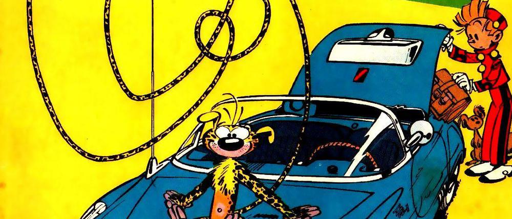 Huba, huba! Das Marsupilami, hier zusammen mit Spirou auf dem Titel eines Heftes von 1957, ist eine Erfindung von André Franquin.