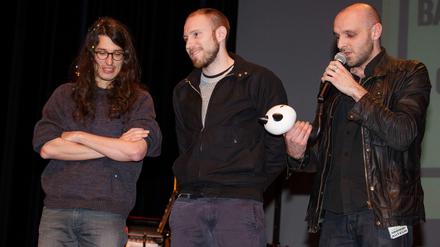 Junge Wilde: Bastien Vivès, Yves Bigerel alias Balak und Michaël Sanlaville (von links) bei der Preisverleihung in Angouleme am vergangenen Sonntag.