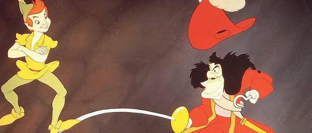Fang mich doch! Im Walt-Disney-Film von 1953 foppt ein lausbubenhafter Peter Pan seinen Lieblingsfeind, den teuflischen Piratenkapitän Hook.