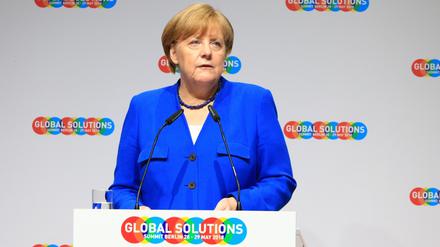 Angela Merkel auf dem Global Solutions Summit am Montag in Berlin.