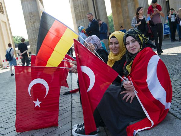 Rund 1000 Türken protestierten am Mittwoch in Berlin am Brandenburger Tor gegen die Resolution.