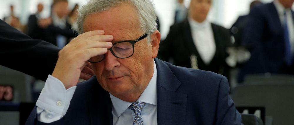 EU-Kommissionschef Jean-Claude Juncker vor der Debatte im EU-Parlament.