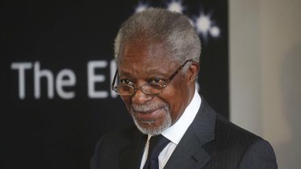 Kofi Annan, ehemaligen UN-Generalsekretär, beim Treffen der von Nelson Mandela gegründeten unabhängigen Gruppe The Elders.