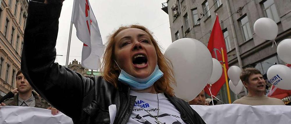 St. Petersburg: Die Opposition ist gegen Putin auf der Straße. 