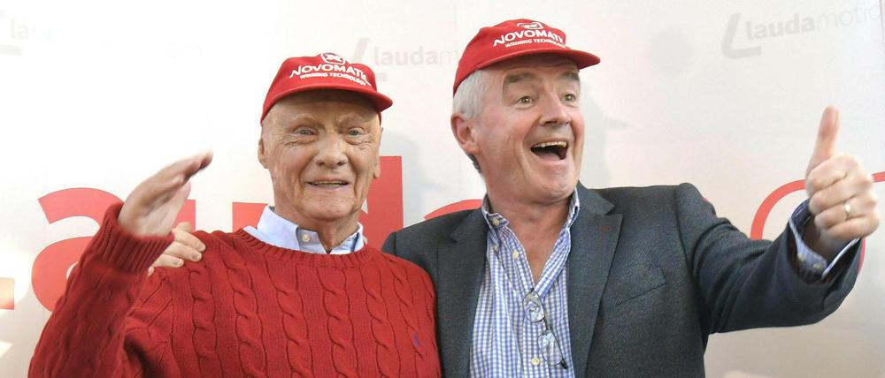 Niki Lauda und Ryanair-Chef Michael O'Leary am Mittwoch.