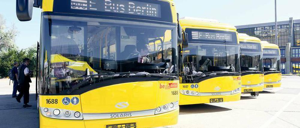 Bei der Berliner BVG sind seit 2013 vier E-Busse des polnischen Herstellers Solaris im Testbetrieb unterwegs. 